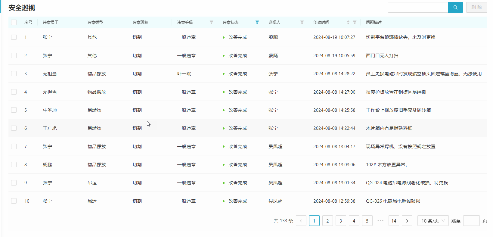 安全巡视记录